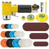 LLOOPK Levigatrice elettrica, Mini Orbital 2/3 Air Levigatrice Pneumatica Lucidatrice Smerigliatrice Buffer Orbitale A Doppia Azione 80PCS Set Carta Vetrata