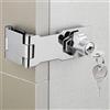 ZiYuya Serratura con chiave e graffetta con lucchetto, manopola di bloccaggio con chiave, ad angolo retto di 90 gradi, chiavistello per porte, armadi, cassetti, cancelli (tripla piega, 7,6 cm)