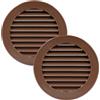 Vent Systems Copertura per prese d'aria da 10,2 cm, marrone, confezione da 2, colore marrone, rotondo, con rete integrata, griglia di ventilazione in plastica per soffitto, bagno, HVAC aria o sfiato