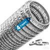 Hon&Guan 100mm X 1,5m Tubo Flexible de Salida, 4 Strati Resistente al Calore Tubo Flexible de Aluminio con 2 Abrazaderas Acero per Cappa Aspirante Cucina, Aire Acondicionado, Secadora, Argento
