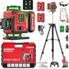 Vahlbeste Livella Laser con Treppiede,Livella Laser Autolivellante 360 con 2x4800mAh Batterie,4x360 °Livello Laser con Display LED,16 Linee Laser Verde/APP/Telecomando per l'edilizia/Appendere Quadri