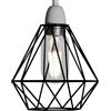 LEDSone Modern Geometric Diamond Pendant Ceiling Light Lampshade Metal Wire Cage Lampshade for Living Room, Restaurants (Nero - 1 confezione)
