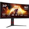 AOC CU34G4Z (3440 x 1440 pixel, 34"), Monitor, Rosso, Nero