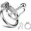AMAZBEE Gabbia di castità con tappo uretrale, gabbia di castità in acciaio inox con anello di bloccaggio per uomini, traspirante e impermeabile, tubo cavo per una facile minzione (55mm,1)