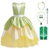 Lito Angels Vestito Costume da Principessa Rana e il Ranocchio con Accessori per Ragazza Taglia 5-6 anni, Verde
