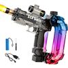 buusace Pistola ad acqua elettrica, pistola ad acqua completamente automatica con portata di 10 m, batteria ricaricabile, effetti luminosi e supporto per spalla pieghevole, per feste in piscina, giardino