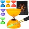 Juggle Dream Jumbo Hurricane Pro - Set di frizione per diabolo, con bastoncini in alluminio, corda per diabolo e borsa per il trasporto a cascata (arancione con manici dorati)