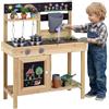 COSTWAY Cucina Giocattolo da Esterno per Bambini in Legno, Cucinetta per Giocare Sabbia, Gioco Montessori con Lavagne, Lavandini, Serbatoio d'Acqua e Utensili e Ampio Spazio di Stoccaggio
