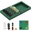 TUNJILOOL Set di scacchi da tavolo 3 in 1, set di scacchi da viaggio portatile pieghevole in legno con pezzi e scomparti (10 cm)
