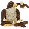 MorisMos Peluche Falco, 35cm Mamma Con 3 Cuddly Bambino, Animale Peluche Cuddly Giocattolo Morbido, Regali Per Bambini Ragazze Ragazzi Compleanno Festa Deco