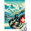 KEZXWCBMN Paesaggio Montano Alpi Svizzere Puzzle 1000 Pezzi Cartaceo per Adulti Vista Lago Casa Gioco di Puzzle 1000 Pezzi Relax Decorazione Casa Famiglia 52x38cm/1000pcs