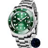 PAGRNE DESIGN Orologio Automatico Uomo NH35 Automatico Meccanico 40mm Acciaio Inox Sport Impermeabile Vetro Zaffiro Orologi Uomo (1661 Green)