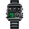 RORIOS Orologio Multifunzione Digitale da Uomo Orologio da Polso Moda Quadrati Quarzo Orologi Display Analogico Elettronico con Quadrante Grande Nero Bianco C
