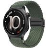 GIOPUEY Cinturini Magnetica Compatibile con OnePlus Watch 4, Cinturino in Morbido Nylon Intrecciato [Unisex] [Traspirante] - Green