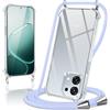 Coiwxmoi Cover per OPPO A6 Pro 5G / 4G con Cordino 6,57,Trasparente Custodia con Laccio Tracolla Corda Catena Cinghia,Ultra Morbido Silicone TPU Antiurto Case per OPPO A6 Pro, Viola