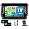 VECHTEL 4G+64G Autoradio Android 15 per VW Tiguan Passat Beetle Jetta CC Sharan Multivan Transporter Caddy, Solo Cavo a 52 Pin Quadlock, 7'' HD Schermo co Carplay Android Auto GPS Wi-Fi Bluetooth