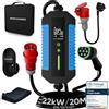 NRG CHARGE Cavo di ricarica tipo 2 CEE spina [trifase, 7m, 6-16A] - Mobile Wallbox & EV Charger - Ricarica rapida per auto elettriche - Compatibile con VW, Tesla, BMW, Audi, Hyundai e altri (22 kW, 20