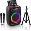 Extreme Sound Karaoke Professionale con 2 Microfoni Wireless, Cassa Bluetooth Portatile PA 50W, Sistema Karaoke Completo per Adulti, Feste e Eventi Subwoofer 21 Cm.