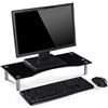 Ttap, ripiano in vetro trasparente per monitor di computer e TV, regolabile in altezza, 56 cm di lunghezza x 24 cm di profondità x 9 cm di altezza