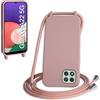 WenBaby Cover Compatible con Samsung Galaxy A22 5G,Cellulare Girocollo Custodia con Cordino TPU Corda Silicone Case Bumper per Samsung Galaxy A22 5G Custodia, Rosa sabbia