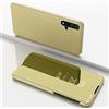 TiHen Cover iPhone XR Custodia Clear View Specchio Standing Cover Caso Flip Case Custodia + Pellicola Vetro temperato 2 Pezzi 360° Protettiva Bumper per iPhone XR Oro