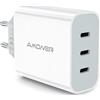 Amoner Caricatore USB C 35 W, 3 porte USB C alimentatore/spina/adattatore, caricatore rapido compatibile con iPhone 17 16 15 14 13 12 11, PD3.0 Samsung S23/S22, Xiaomi, Google Pixel 7/6, iPad Power Adapter
