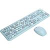 ciciglow Combinazione Mouse e Tastiera Wireless, Tastiera per Macchina da Scrivere con Tasti Tondi Colorati, Tastiera Kawaii USB 2.4G Compatibile con laptop/computer(blu)
