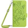 BLOTECH Custodia per OPPO A96 4G PU Portafoglio Funzione Supporto Slot Custodia Libro Flip Protettiva Caso Goffrato fiore di Magnetico Portafoglio Case con Kickstand per OPPO A96 4G,Verde