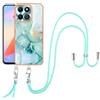 SNCLET Bumper Cover per Honor X6b Custodia con Collana Regolabile Crossbody Cover con Lanyard Collana Antiurto Anti Scratch TPU Edges Necklace Custodia per Honor X6b Phone Cover,Verde D'oro