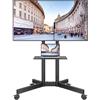 BONTEC Supporto TV da Pavimento con Ruote per TV LCD LED OLED da 32-85 Pollici, Ripiano Regolabile in Altezza, Max VESA 600x400mm, Capacità 55kg, Carrello Porta TV con Sistema di Gestione dei Cavi