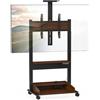 DQ WALL SUPPORT DQ Tv Lift elettrico con box portaoggetti, supporto TV da 37 a 85 pollici Rullo, carico fino 70 kg, con 3 ripiani e presa di corrente, regolazione dell'altezza con comando elettrico (Noce nero)