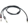 System-S Cavo audio Y jack 100 cm 2 X 6,35 mm 2 pin maschio a 3,5 mm spina 3 poli intrecciato adattatore AUX