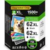 ECOINKO Cartucce 62XL Nero - 1500+ Pagine, Sostituzione di Originali Cartuccia HP 62 Nero, Inchiostro Stampante 62 XL per HP Envy 5540 5541 5542 5543 5640 5642 5643 Officejet 200 250 258 (Pack da 2)