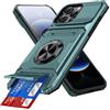 IMEIKONST Cover per iPhone 15 Pro Max con Slot per Schede, Protezione Fotocamera, Metallo Magnetisch Anello Supporto Custodia Antiurto TPU Bumper per iPhone 15 Pro Max. Verde TCKB