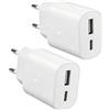 Ysevnotan Caricabatterie rapido a 2 porte 25W con USB C e USB A per Samsung Galaxy Tab S11, S10,S9,S8,S7,A11+,A9+,A9,A8 Ultra/FE/Lite iPhone 17, 16, 15, 14 Pro Max Plus, 13, 12, 11 SE, XS, alimentatore