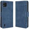 Jiajihua Custodia Compatibile con Wiko Y62 Portafoglio [Doppio slot per schede][Flip Stand][Custodia del telefono][Chiusura magnetica] Blue