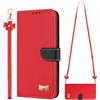 SLWYF Cover Compatible con Honor Magic 8 Pro, TPU Corda Collana Necklace Regolabile Stylish PU Pelle Premium Portafoglio Custodia Resistente Protezione Chiusura Case - Rosso