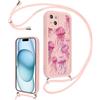 Vxinvnoi Cover Cordino per iPhone 17, Aesthetic Medusa Oceano Estivi Disegni Ragazze Custodia con Corda Collana Tracolla Laccio, Sottile Silicone Morbido Antiurto Protettiva Case per iPhone 17, Rosa