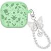 DiyGody Custodia Compatibile con Airpods 4 Generazione con Portachiavi Farfalla, Cover Protettiva con Motivo a Fiori Incisi per Donne, Case in Silicone Antipolvere AntiGraffio Antiurto, Verde Menta