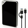 ModusTech Disco rigido esterno portatile in acrilico da 500 GB, USB-C/USB 3.1, con finitura a specchio, UASP, compatibile con PC, Mac, laptop, PS4, Xbox, iPhone, Smart TV (nero)