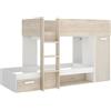 Dmora - Composizione camera da letto Focalone, Stanza da letto completa, Cameretta per bambini, Set per arredo a ponte, 246x112 h150 cm, Bianco e Rovere