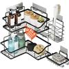Avilia - Mensole Angolo per Muro Adesive, Set 4 Pezzi in Metallo con Ganci Integrati, Senza Foratura, Organizer Bagno Cucina Salvaspazio, Installazione Immediata Design Moderno