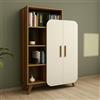 Dmora Libreria Enceladus 90x32x132h cm Marrone Noce 5 Ripiani 2 Ante, Biblioteca Installazione a Muro