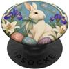 Charming Holiday Art Elegante uovo floreale in stile Art Nouveau coniglietto pasquale PopSockets PopGrip Adesivo
