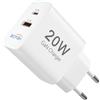 Bigfish Caricatore USB C, 2 porte, caricatore multiplo con USB-C e USB-A, caricatore rapido da 20 W, PD 3.0, adattatore di alimentazione USB per iPhone 16, 15, 14 Pro Max, 13, 12, 11, SE, 2020, XS, XR