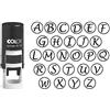 Printtoo Colop - Mini timbro personalizzato con lettere dell'alfabeto, inchiostro nero, timbro rotondo in gomma autoinchiostrante, 12 mm