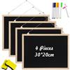 TCETCY 31 Pz Kit Lavagnetta Nera in Legno con 4 Lavagna magnetica +2 Gomma in Spugna+ 6 Gessetti Colorati+ 4 Corda+8 gancio+8 viti, 20 X 30cm Lavagna da Parete per Gesso lavagne di gesso Lavagna Menu