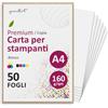 younikat Carta A4 160 g/m² bianca 50 fogli - per stampa e origami you0192
