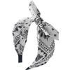 Guqqeuc Bandana bianca Boho Fascia per capelli da donna, stampa cachemire, nodo superiore con fiocco, accessorio per capelli per ragazze di Halloween