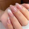 Clataly 24 Pz Stella Bianca Ripple Unghie False Acriliche Stampa su Unghie Divertente Nude Rosa False Unghie Copertura Completa Unghie per Donne e Ragazze (C)